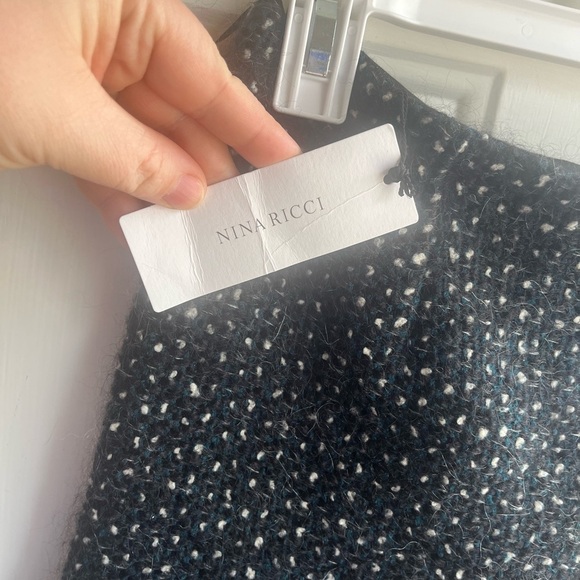 NEW Nina Ricci Black Flared Skirt Tweed Career Wear Party Cocktail Mini Skirt XS - Picture 6 of 10